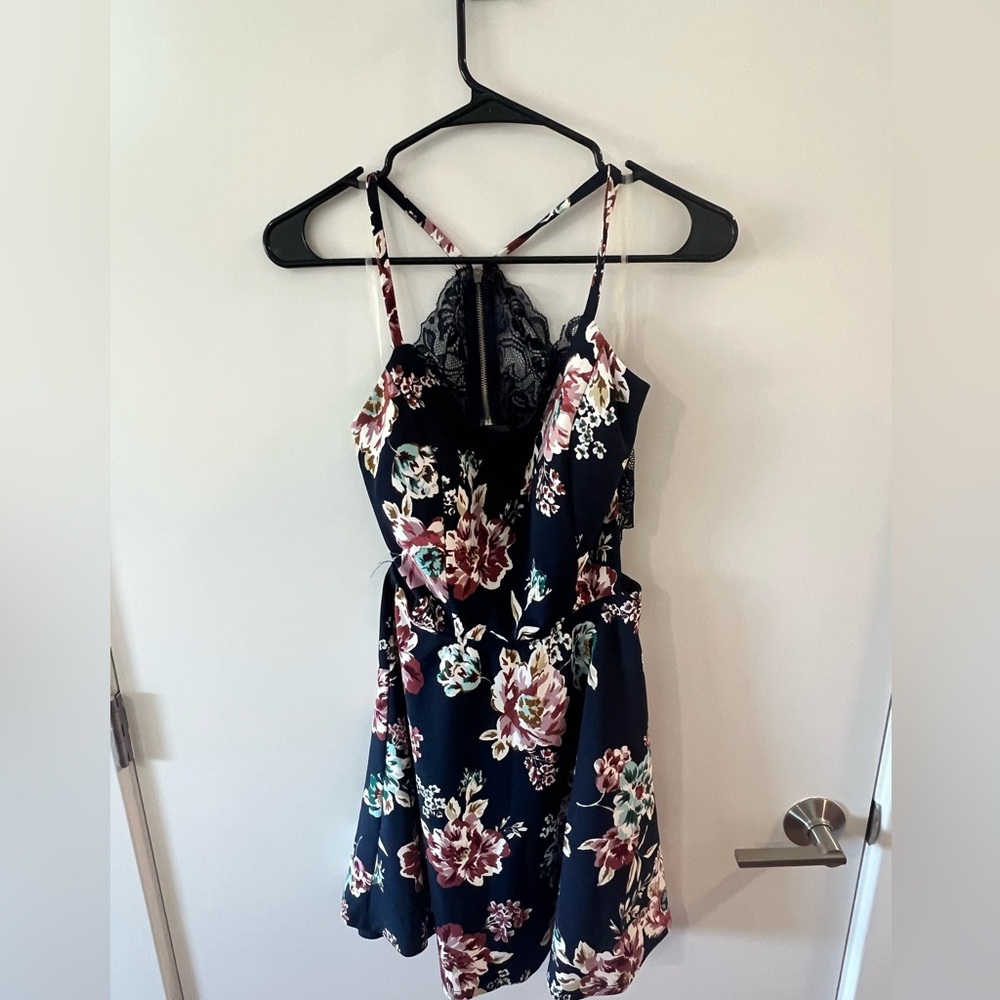 Navy Floral Racerback Mini dress